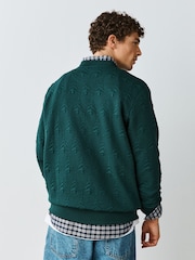 Dark Green Christmas Jaquard Crew Sweatshirt - Image 5 of 9