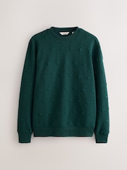 Dark Green Christmas Jaquard Crew Sweatshirt - Image 7 of 9