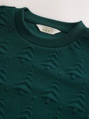 Dark Green Christmas Jaquard Crew Sweatshirt - Image 8 of 9
