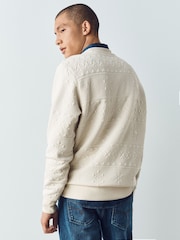 Ecru Neutral Christmas Jaquard Crew Sweatshirt - Image 3 of 5