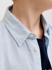 JACK & JONES Junior Blue Linen Blend Short Sleeve Shirt - Image 3 of 4