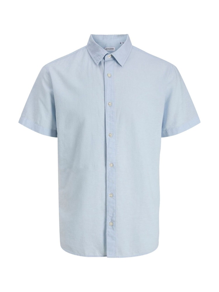JACK & JONES Junior Blue Linen Blend Short Sleeve Shirt - Image 4 of 4 JACK & JONES Junior Blue Linen Blend Short Sleeve Shirt - Image 4 of 4