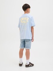 JACK & JONES Junior Light Blue Regular Fit Rick Denim Shorts - Image 3 of 5
