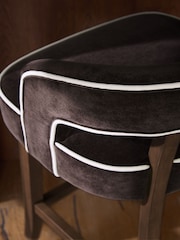 Relaxed Chenille Chocolate Brown Dark Wood Leg Remi Bar Stool - Image 2 of 8