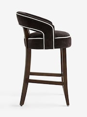 Relaxed Chenille Chocolate Brown Dark Wood Leg Remi Bar Stool - Image 6 of 8
