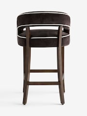 Relaxed Chenille Chocolate Brown Dark Wood Leg Remi Bar Stool - Image 7 of 8