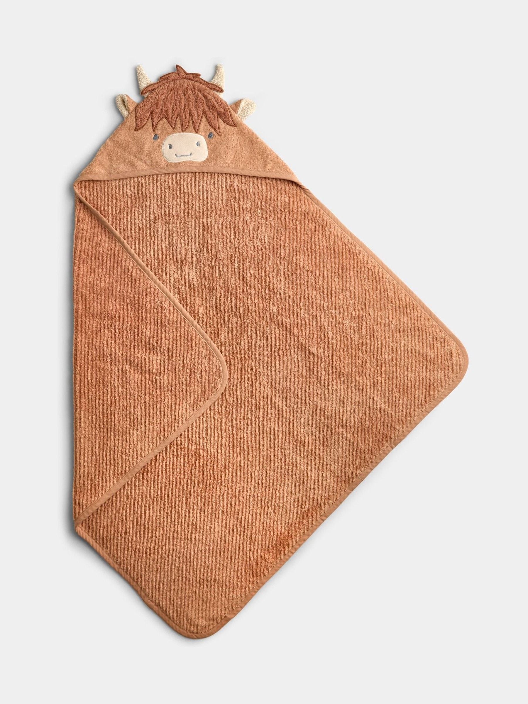 Jojo Maman Bébé Brown Highland Cow Hooded Towel