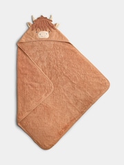 Jojo Maman Bébé Brown Highland Cow Hooded Towel - Image 1 of 4