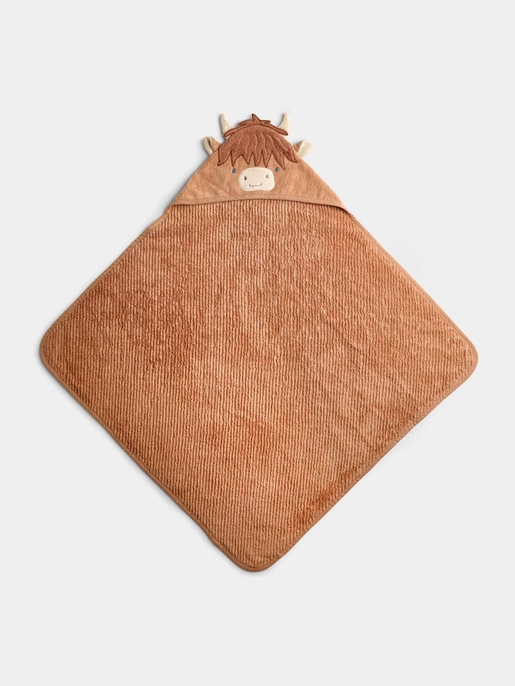 Jojo Maman Bébé Brown Highland Cow Hooded Towel - Image 2 of 4 Jojo Maman Bébé Brown Highland Cow Hooded Towel - Image 2 of 4