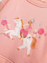 JoJo Maman Bébé Light Pink Unicorn Appliqué Tulle Combo Dress - Image 3 of 5
