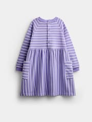 JoJo Maman Bébé Lilac Stripe Dino Jersey Dress - Image 2 of 4