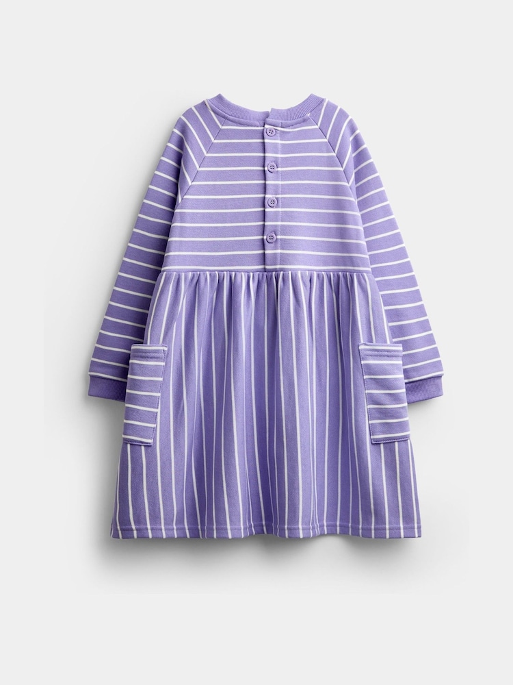 JoJo Maman Bébé Lilac Stripe Dino Jersey Dress - Image 2 of 4 JoJo Maman Bébé Lilac Stripe Dino Jersey Dress - Image 2 of 4