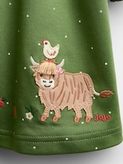 Jojo Maman Bébé Khaki Green Farm Appliqué Button Front Dress - Image 3 of 4