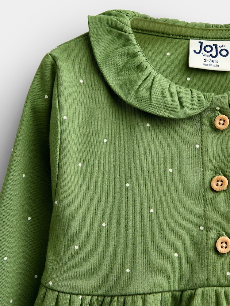 Jojo Maman Bébé Khaki Green Farm Appliqué Button Front Dress - Image 4 of 4 Jojo Maman Bébé Khaki Green Farm Appliqué Button Front Dress - Image 4 of 4