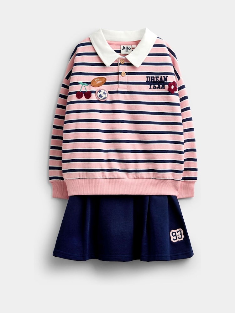 JoJo Maman Bébé Rugby Sweatshirt & Skirt Set - Larawan 1 ng 7