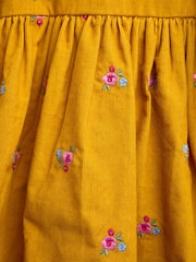 JoJo Maman Bébé Mustard Yellow Floral Embroidered Cord Dress - Image 5 of 5