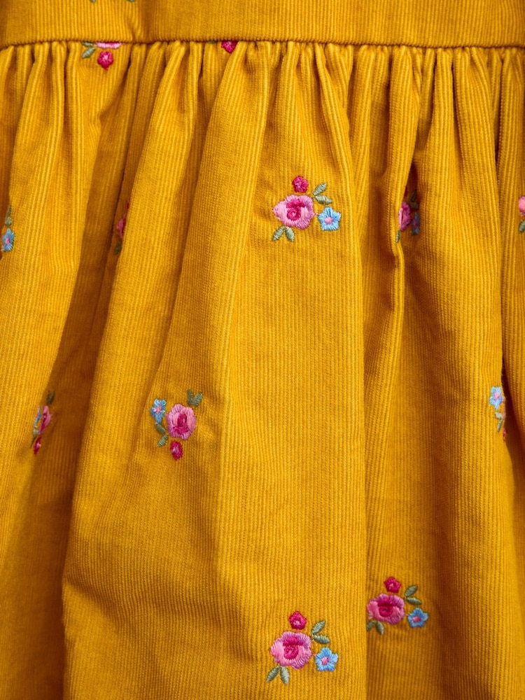 JoJo Maman Bébé Mustard Yellow Floral Embroidered Cord Dress - Image 5 of 5 JoJo Maman Bébé Mustard Yellow Floral Embroidered Cord Dress - Image 5 of 5