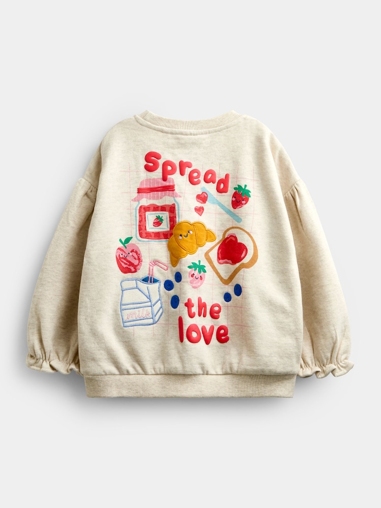 JoJo Maman Bébé Oat Marl Picnic Slogan Sweatshirt - Image 1 of 5 JoJo Maman Bébé Oat Marl Picnic Slogan Sweatshirt - Image 1 of 5