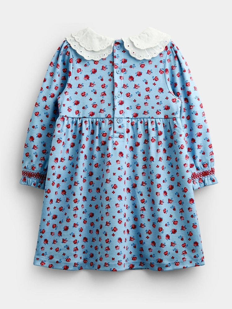 Jojo Maman Bébé Light Blue Roses Print Smocked Dress - Image 2 of 4 Jojo Maman Bébé Light Blue Roses Print Smocked Dress - Image 2 of 4