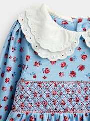 Jojo Maman Bébé Light Blue Roses Print Smocked Dress - Image 3 of 4