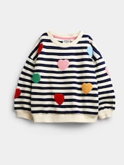 JoJo Maman Bébé Navy Stripe Boucle Heart Tulle Sweatshirt - Image 2 of 5