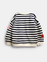 JoJo Maman Bébé Navy Stripe Boucle Heart Tulle Sweatshirt - Image 3 of 5