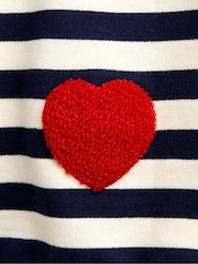 JoJo Maman Bébé Navy Stripe Boucle Heart Tulle Sweatshirt - Image 5 of 5
