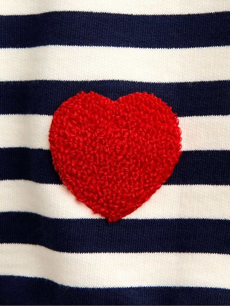 JoJo Maman Bébé Navy Stripe Boucle Heart Tulle Sweatshirt - Image 5 of 5