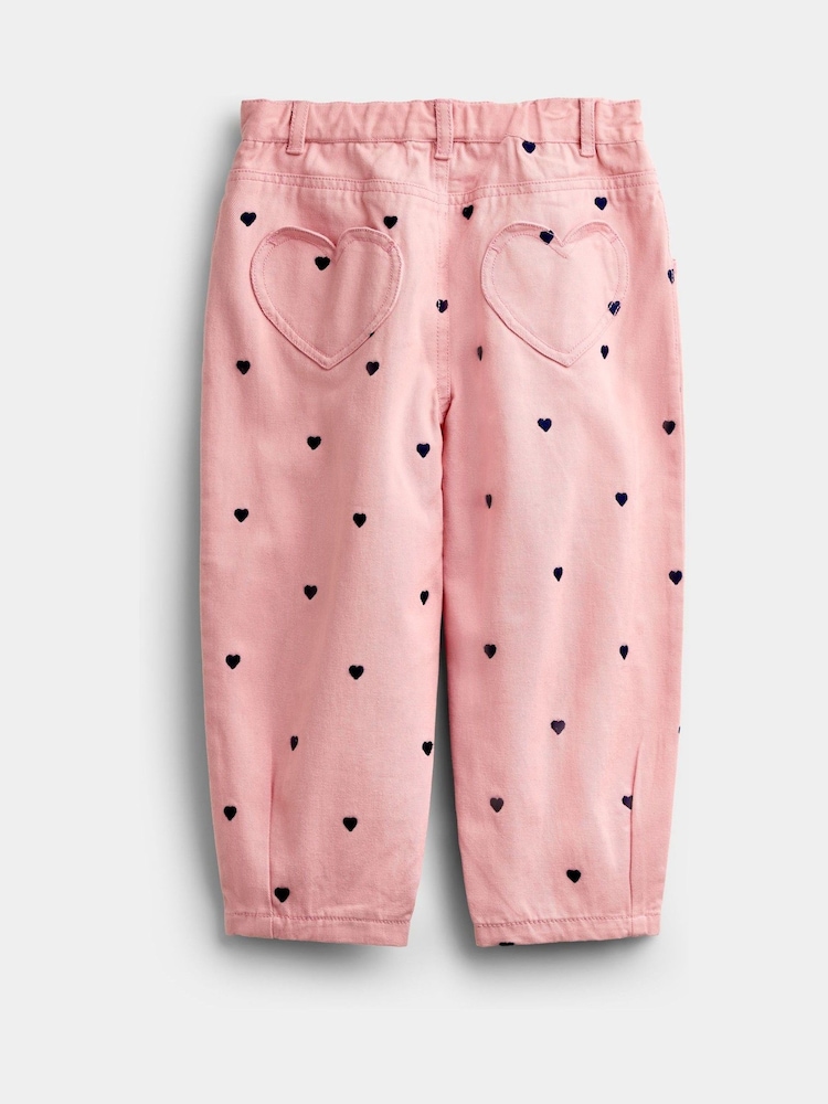 JoJo Maman Bébé Pink Embroidered Twill Trousers - Image 2 of 4 JoJo Maman Bébé Pink Embroidered Twill Trousers - Image 2 of 4