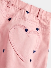 JoJo Maman Bébé Pink Embroidered Twill Trousers - Image 3 of 4
