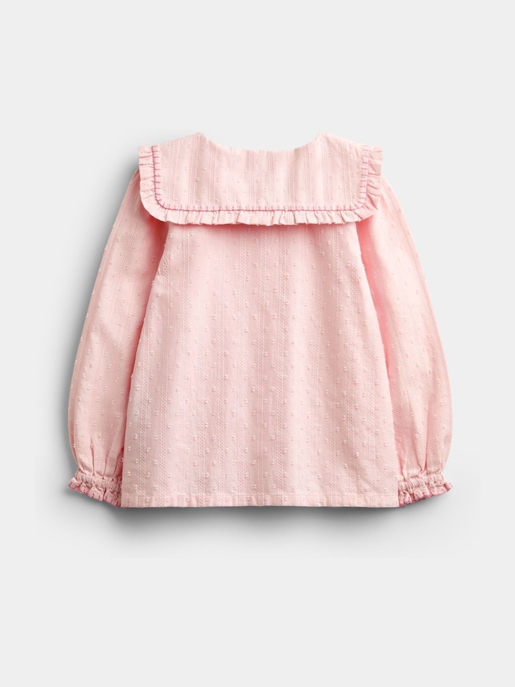 JoJo Maman Bébé Rose Pink Embroidered Collar Blouse - Image 2 of 4 JoJo Maman Bébé Rose Pink Embroidered Collar Blouse - Image 2 of 4