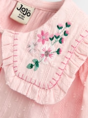 JoJo Maman Bébé Rose Pink Embroidered Collar Blouse - Image 3 of 4