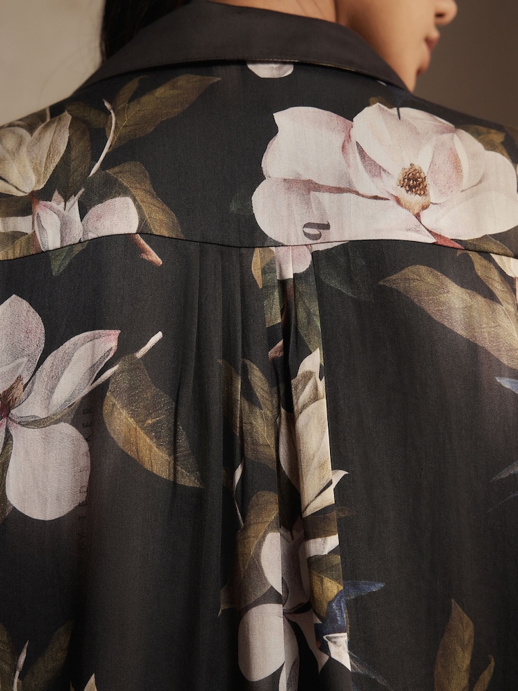 Pyjamas boutonné en Satin modal Fleuri Noir et Blanc B by Ted Baker - Image 5 de 5
