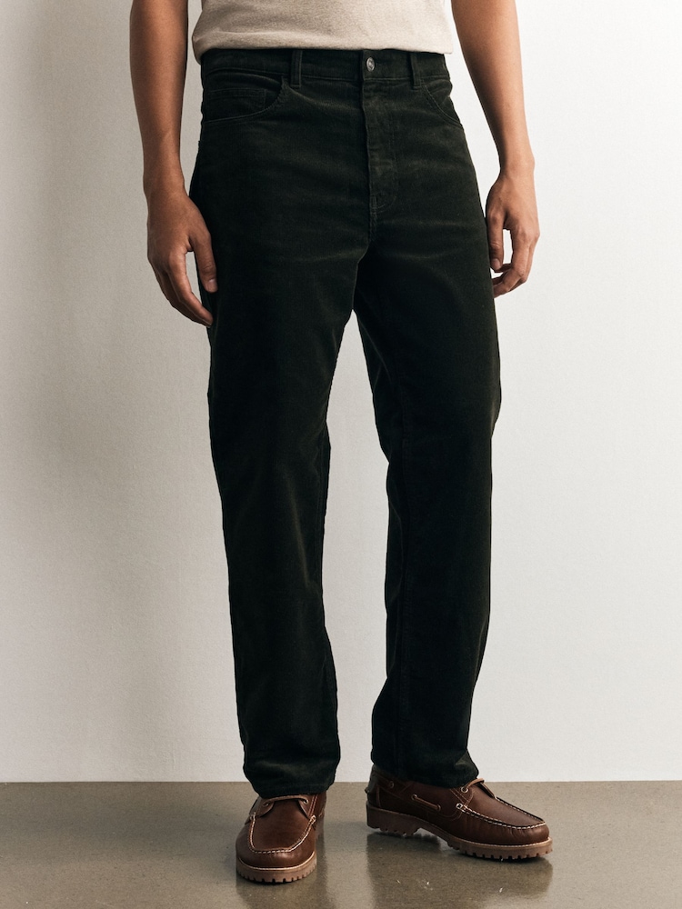 Khaki Straight Fit Corduroy Trousers - Image 2 of 8