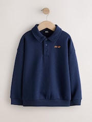 Navy Oversized Collar Popper Neck Sweatshirt (3-16yrs) - Image 1 of 4