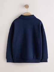 Navy Oversized Collar Popper Neck Sweatshirt (3-16yrs) - Image 2 of 4