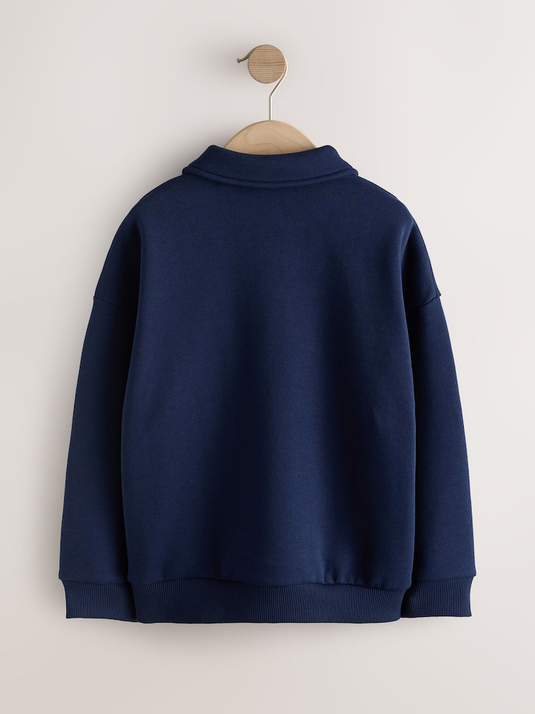 Navy Oversized Collar Popper Neck Sweatshirt (3-16yrs) - Image 2 of 4