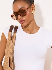 Lipsy Rounded Aviator Sunglasses - Bild 2 von 3