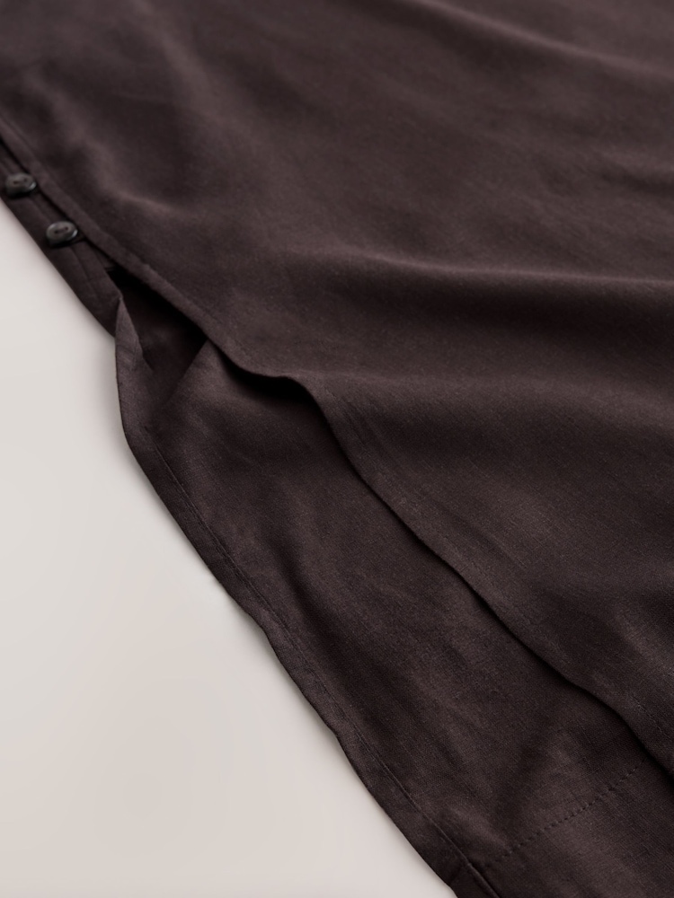 Chocolate Brown Longline Cami Top with Linen - Image 7 of 7