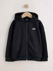 Black Oversized Fit Heavy Weight Zip Through Hoodie (3-16yrs) - Image 1 of 4