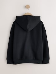 Black Oversized Fit Heavy Weight Zip Through Hoodie (3-16yrs) - Image 2 of 4