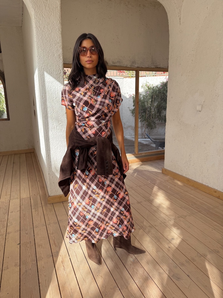 Never Fully Dressed Check Floral Lottie Skirt - Imaginea 1 din 7