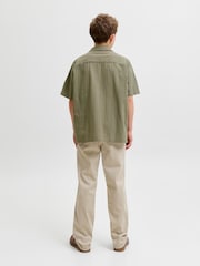 JACK & JONES JUNIOR Grey Textured Seersucker Resort Short Sleeve Shirt - Image 2 of 4