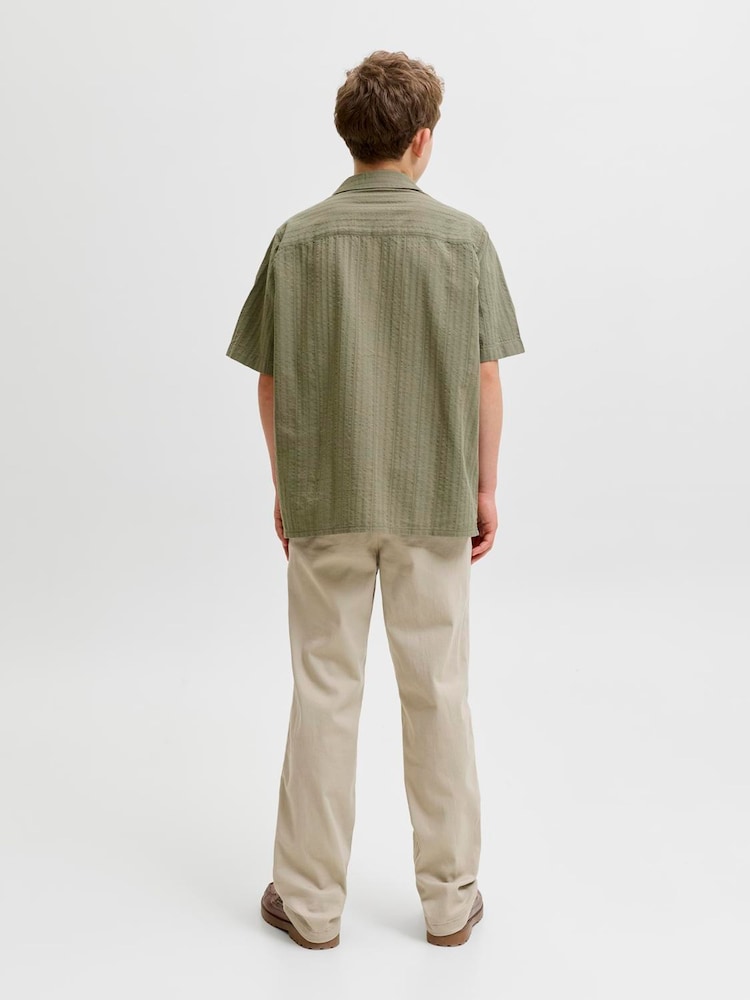JACK & JONES JUNIOR Grey Textured Seersucker Resort Short Sleeve Shirt - Image 2 of 4