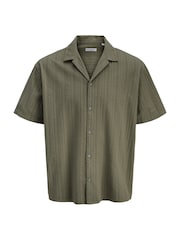 JACK & JONES JUNIOR Grey Textured Seersucker Resort Short Sleeve Shirt - Image 4 of 4