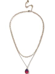 Aela Pink Stone Drop Multirow Necklace - Image 1 of 2