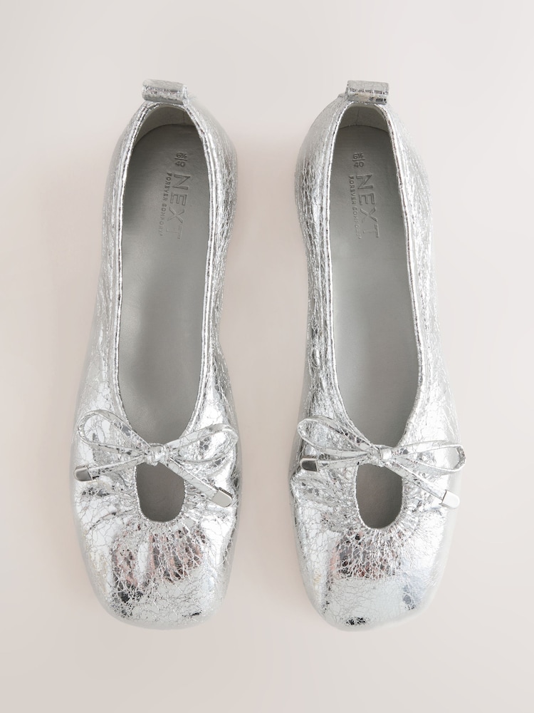 Silver Forever Comfort® Tie Up Ballet Shoes - Image 1 of 5