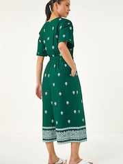 Roman Green Petite Aztec Print Belted Jumpsuit - Image 3 of 5