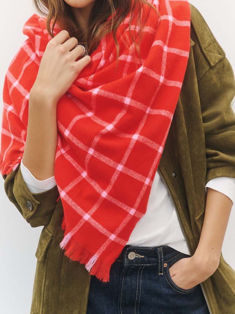 Pink/Red Checked - Шарф средней плотности - Изображение 5 5