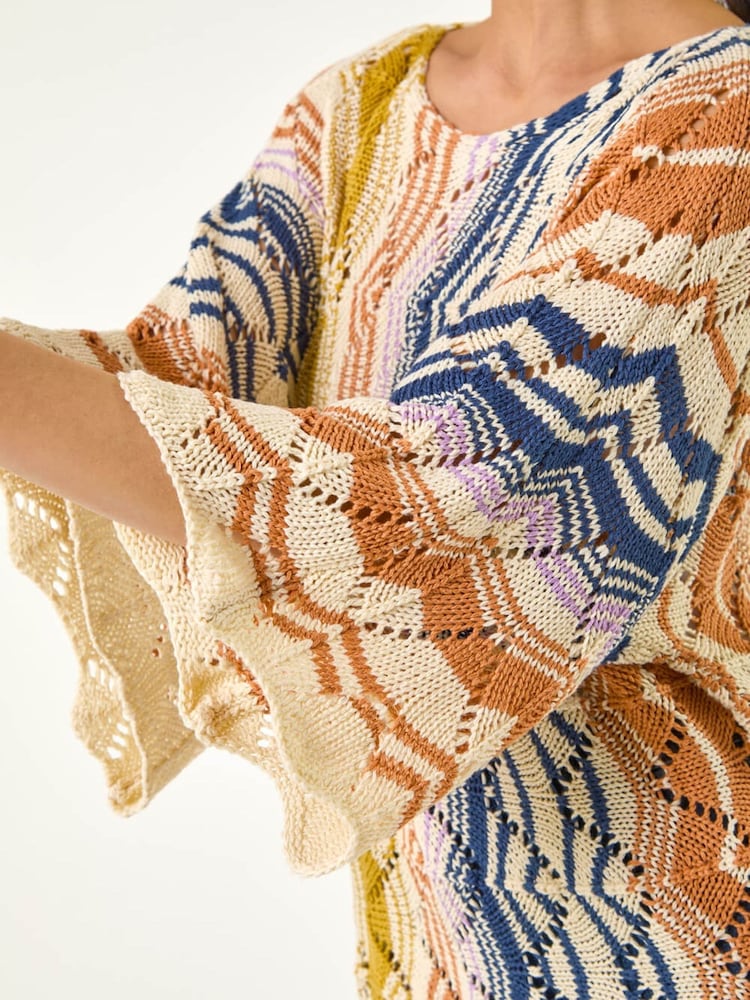 Roman Natural Petite Pointelle Knit Top - Image 6 of 6 Roman Natural Petite Pointelle Knit Top - Image 6 of 6